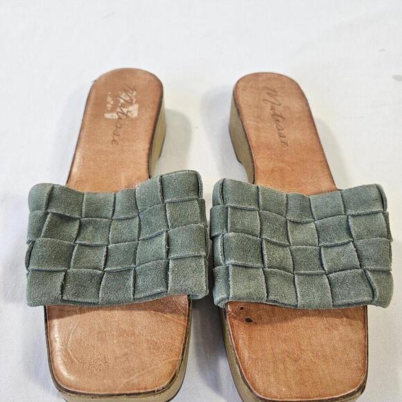 Anthropologie Matisse Hamptons Olive Suede Sandal Women's 10 - Picture 1 of 7